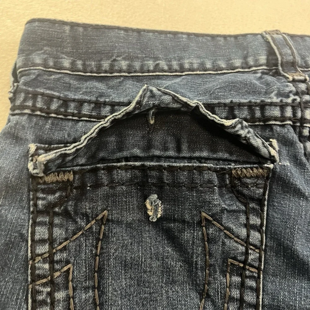 Vintage True Religion Ricky Super T Jeans Men's 36x28 Flap Pocket Raw Hem